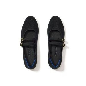 Rothy's Black ReVelvet Double Buckle Mary Jane Flats